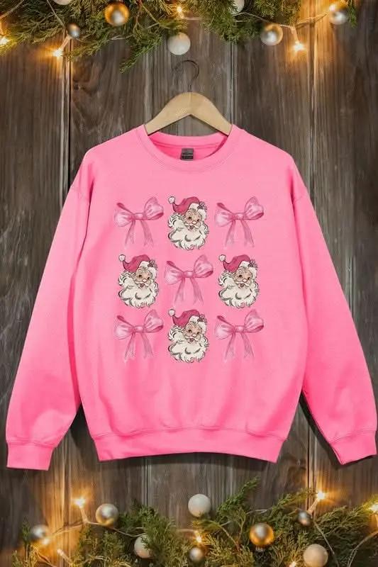 Coquette Pink Christmas Graphic Fleece Sweatshirts - Love Salve